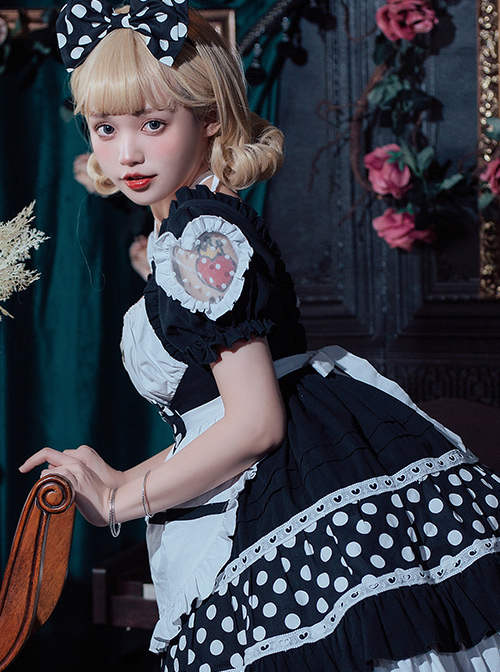 The Love Strawberries Series Polka Dot Printing Sweet Lolita Short Sleeve Dress