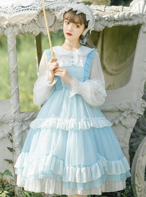 Starry Night Insomnia Series OP Pure Color Sweet Lolita Long Sleeve Dress