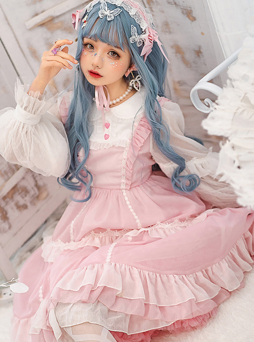 Starry Night Insomnia Series OP Pure Color Sweet Lolita Long Sleeve Dress