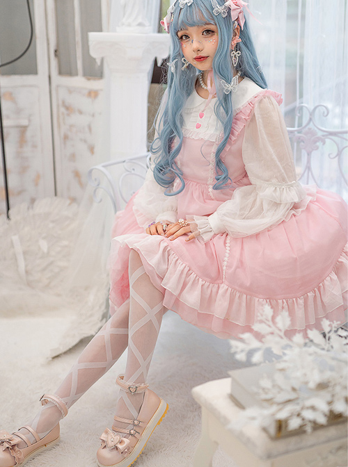 Starry Night Insomnia Series OP Pure Color Sweet Lolita Long Sleeve Dress