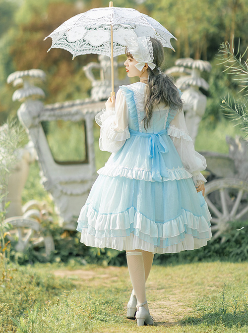 Starry Night Insomnia Series OP Pure Color Sweet Lolita Long Sleeve Dress