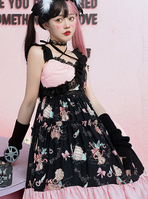 The Bird In Prison Series Splicing Hem Sweet Lolita Sling Dress