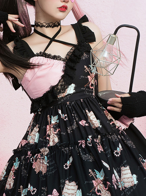 The Bird In Prison Series Splicing Hem Sweet Lolita Sling Dress