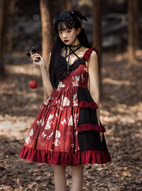 The Bird In Prison Series Splicing Hem Sweet Lolita Sling Dress