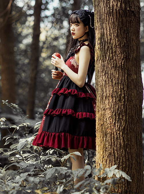 The Bird In Prison Series Splicing Hem Sweet Lolita Sling Dress