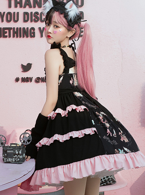 The Bird In Prison Series Splicing Hem Sweet Lolita Sling Dress