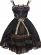 Day-night Carol Series JSK Dark Retro Black Gold Gothic Lolita Sling Dress