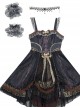 Day-night Carol Series JSK Dark Retro Black Gold Gothic Lolita Sling Dress