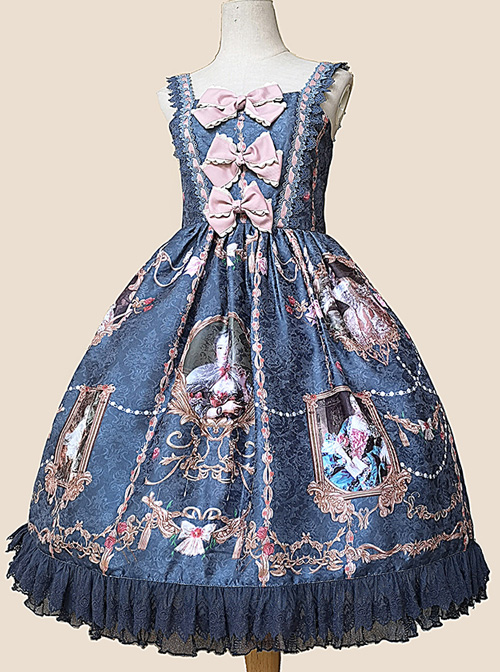 Portrait Of Pompadour Series JSK Retro Elegance Classic Lolita Sling Dress