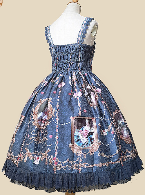 Portrait Of Pompadour Series JSK Retro Elegance Classic Lolita Sling Dress