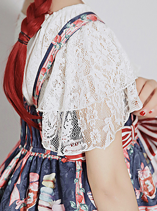 Strawberry Afternoon Tea Series JSK High Waist Sweet Lolita Sling Dress Design 1