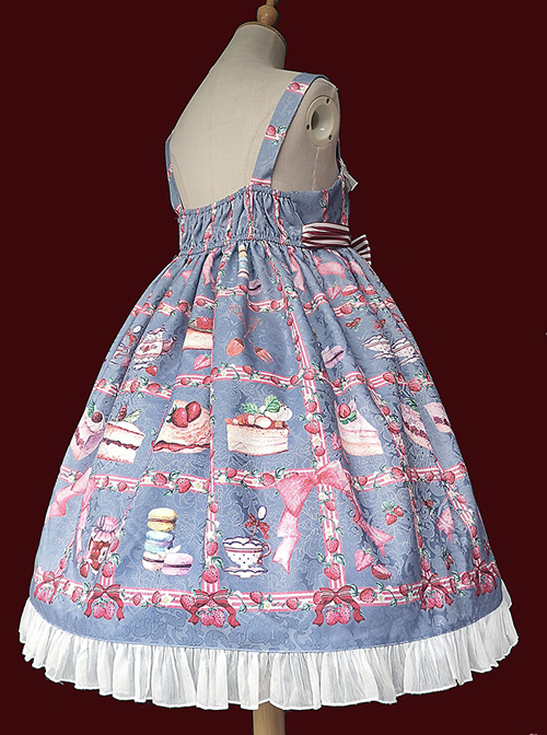 Strawberry Afternoon Tea Series JSK High Waist Sweet Lolita Sling Dress Design 1