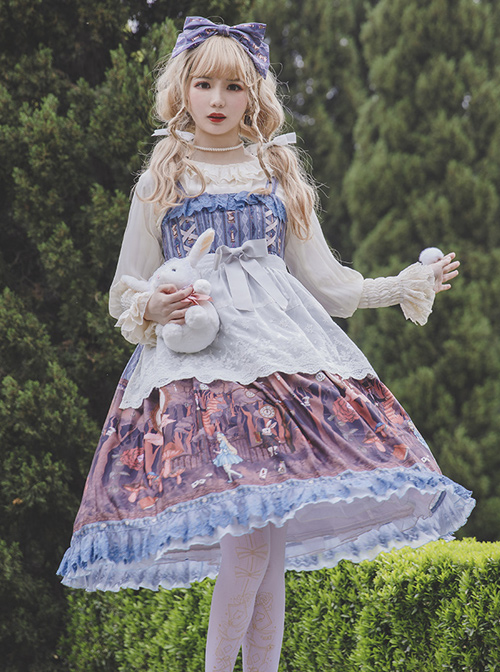 Alice Dark Forest Series JSK High Waist Classic Lolita Sling Long Dress