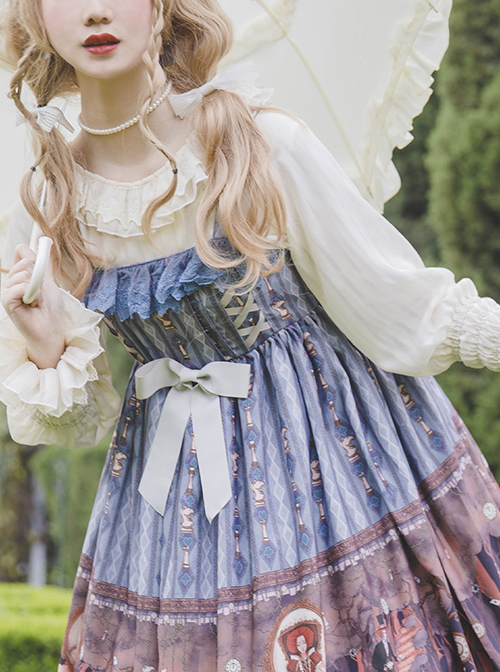 Alice Dark Forest Series JSK High Waist Classic Lolita Sling Long Dress