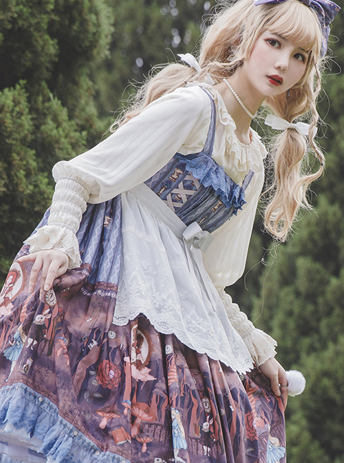 Alice Dark Forest Series JSK High Waist Classic Lolita Sling Long Dress