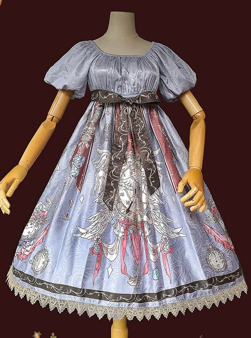 Distant Bells Series OP High Waist Classic Lolita Short Sleeve Dress