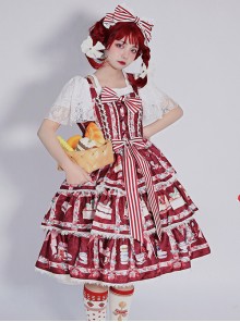 Strawberry Afternoon Tea Series JSK Cake Hem Sweet Lolita Sling Dress Design 2