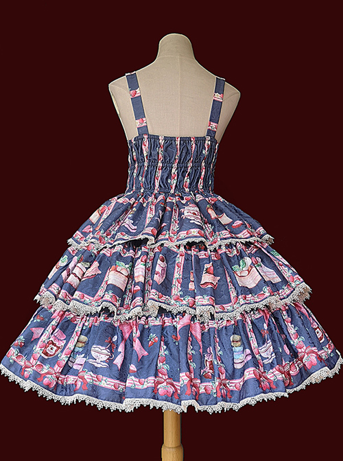 Strawberry Afternoon Tea Series JSK Cake Hem Sweet Lolita Sling Dress Design 2