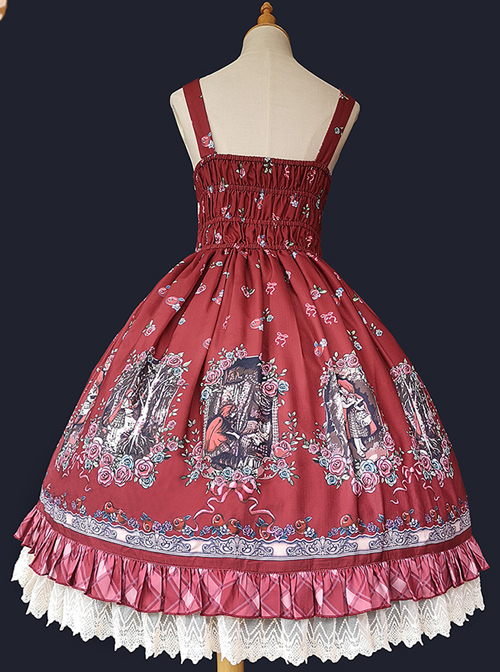Little Red Riding Hood Series Fairy Tale Printing Sweet Lolita Sling Dress