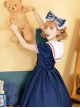 Little Bear Postman Series Navy Collar Embroidery Hem School Lolita Short Sleeve Dress