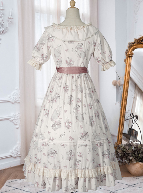 Everlasting Love Series OP Daily Elegant Flowers Printing Classic Lolita Short Sleeve Dress