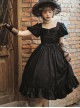 Fog Lights Series OP Retro Elegant Pure Color Classic Lolita High Waist Short Sleeve Dress