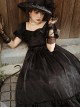 Fog Lights Series OP Retro Elegant Pure Color Classic Lolita High Waist Short Sleeve Dress