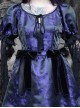 Tassel Binding Band Bowknot Purple Jacquard Gothic Puff Sleeve Dress