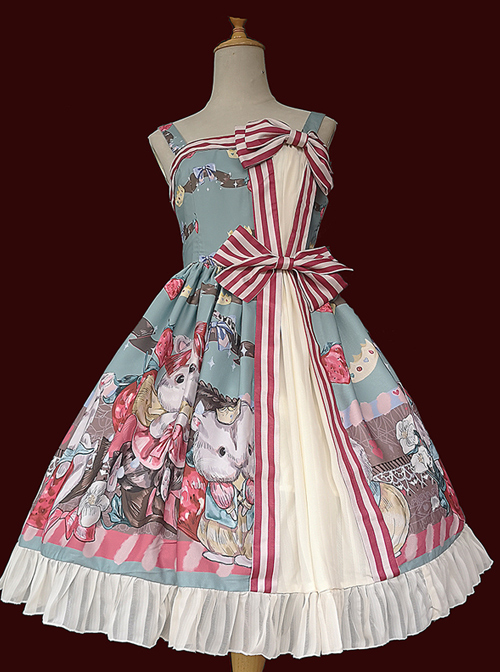 Hamster's Gift Series JSK Printing Bowknot Sweet Lolita Sling Dress