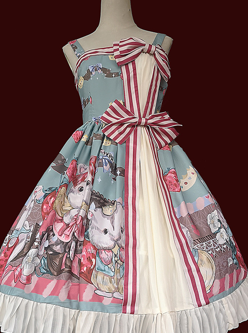 Hamster's Gift Series JSK Printing Bowknot Sweet Lolita Sling Dress