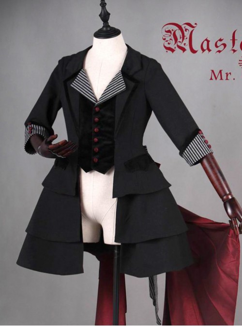 Mr.Bone black sleeve long section of the coat