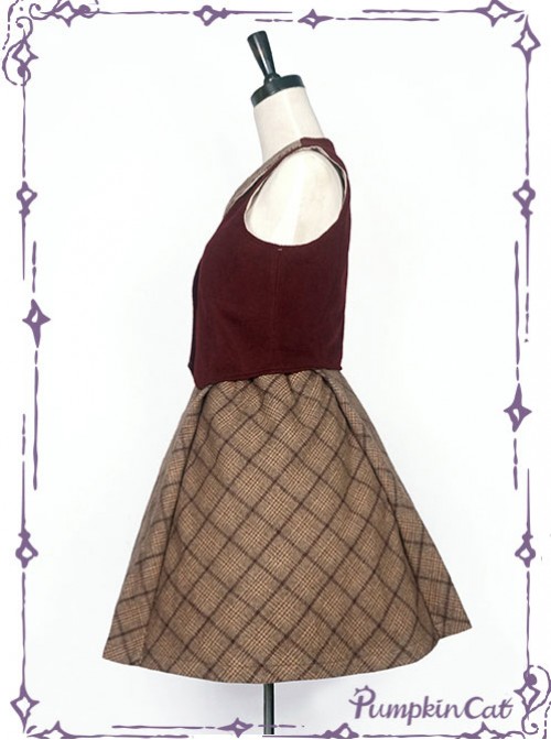 Wine Red Vest And Brown Half Skirt Lolita Full-set