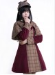 Detective Style Wine Red Coat Brown Cloak Lolita Full-set