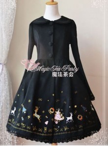 Christmas Morning Light Embroidery Black Classic Lolita Overcoat