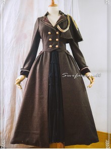 One-shoulder Cloak Riding Style Brown Classic Lolita Coat