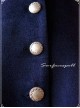 Silver Thread Embroidered Navy Blue Classic Lolita Wool Coat