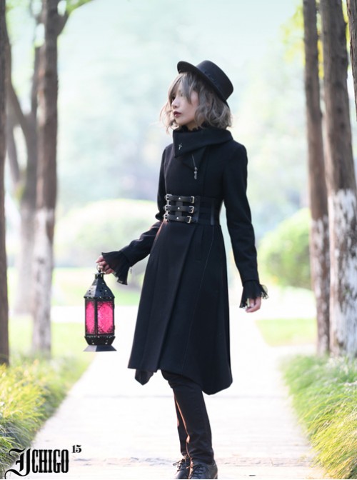 Cold Winter Black Gothic Lolita Womens Woolen Coat