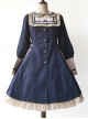 College Style Doll Collar Dark Blue Lolita Wind Coat