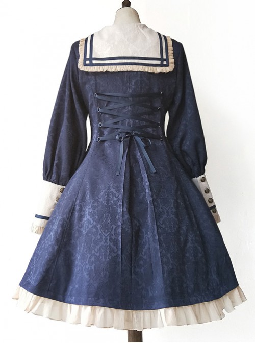 College Style Doll Collar Dark Blue Lolita Wind Coat