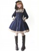 College Style Doll Collar Dark Blue Lolita Wind Coat