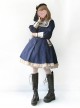 College Style Doll Collar Dark Blue Lolita Wind Coat