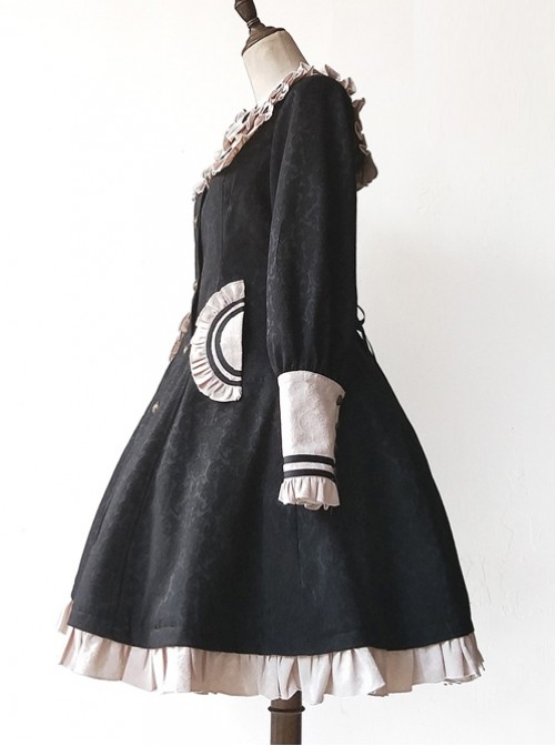 College Style Doll Collar Black Lolita Wind Coat