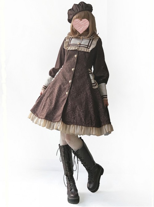 College Style Doll Collar Brown Lolita Wind Coat