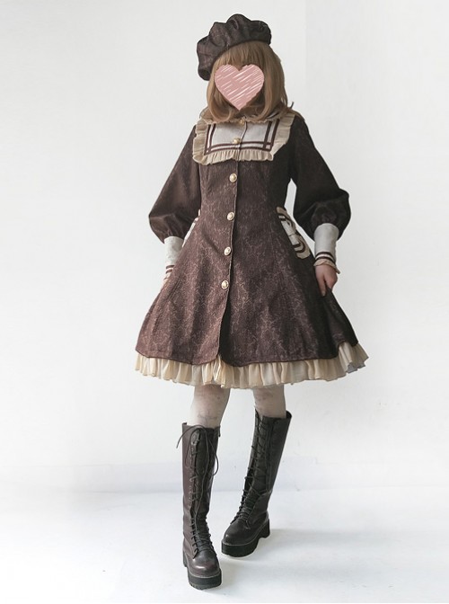 College Style Doll Collar Brown Lolita Wind Coat