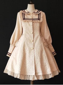 College Style Doll Collar Apricot Color Lolita Wind Coat