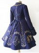 Cinderella Embroidery Version Dark Blue Lolita Winter Thickening And Cashmere Overcoat