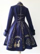 Cinderella Embroidery Version Dark Blue Lolita Winter Thickening And Cashmere Overcoat