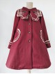 College Style Bowknot Wine Red Navy Collar Lolita Coat