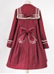 College Style Bowknot Wine Red Navy Collar Lolita Coat