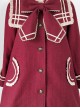 College Style Bowknot Wine Red Navy Collar Lolita Coat